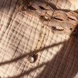 14k Gold - Fill Necklace in Rainbow Moonstone - Golden Road Crafted