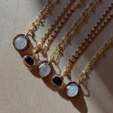 14k Gold - Fill Necklace in Rainbow Moonstone - Golden Road Crafted