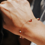 14k Gold - Filled Bracelet in Red Jasper & Pearl - Golden Road Crafted