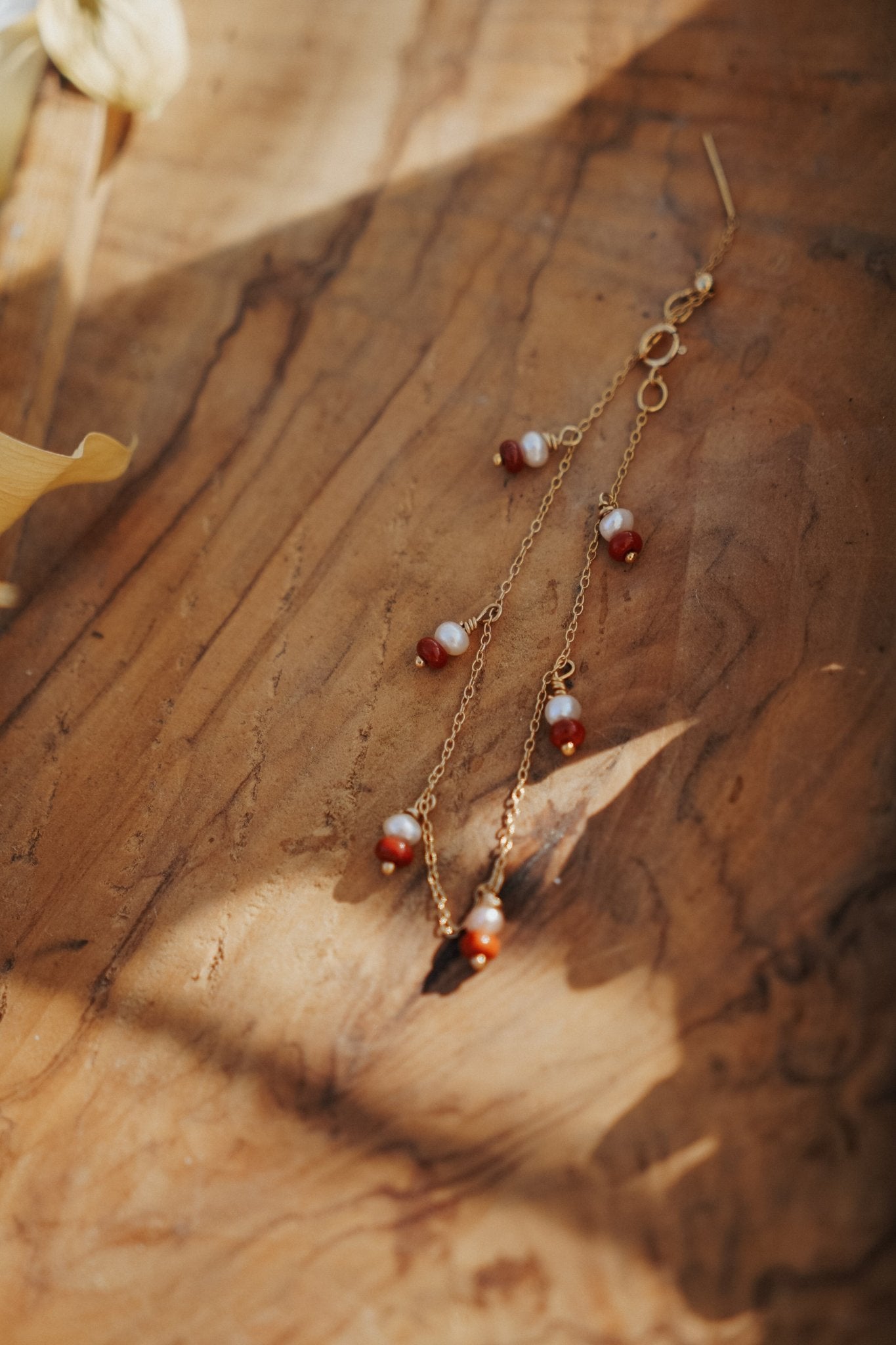 14k Gold - Filled Bracelet in Red Jasper & Pearl - Golden Road Crafted