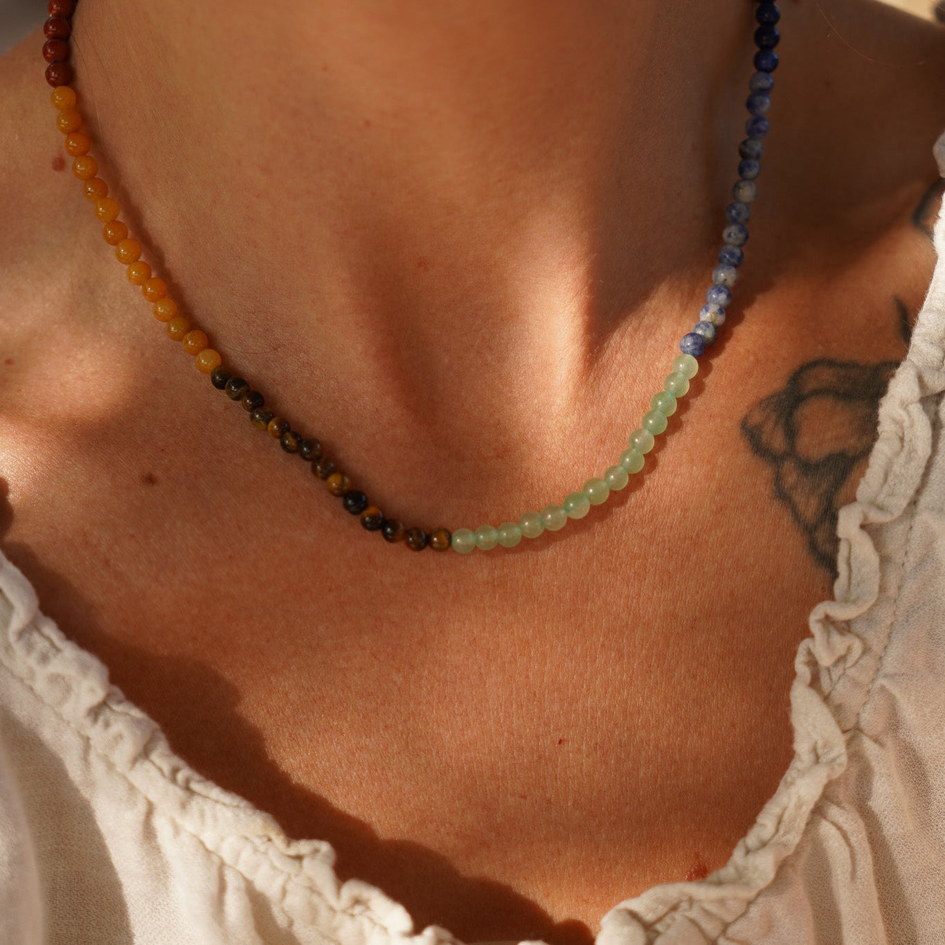 7 Chakra Bead Necklace - Golden Road Crafted
