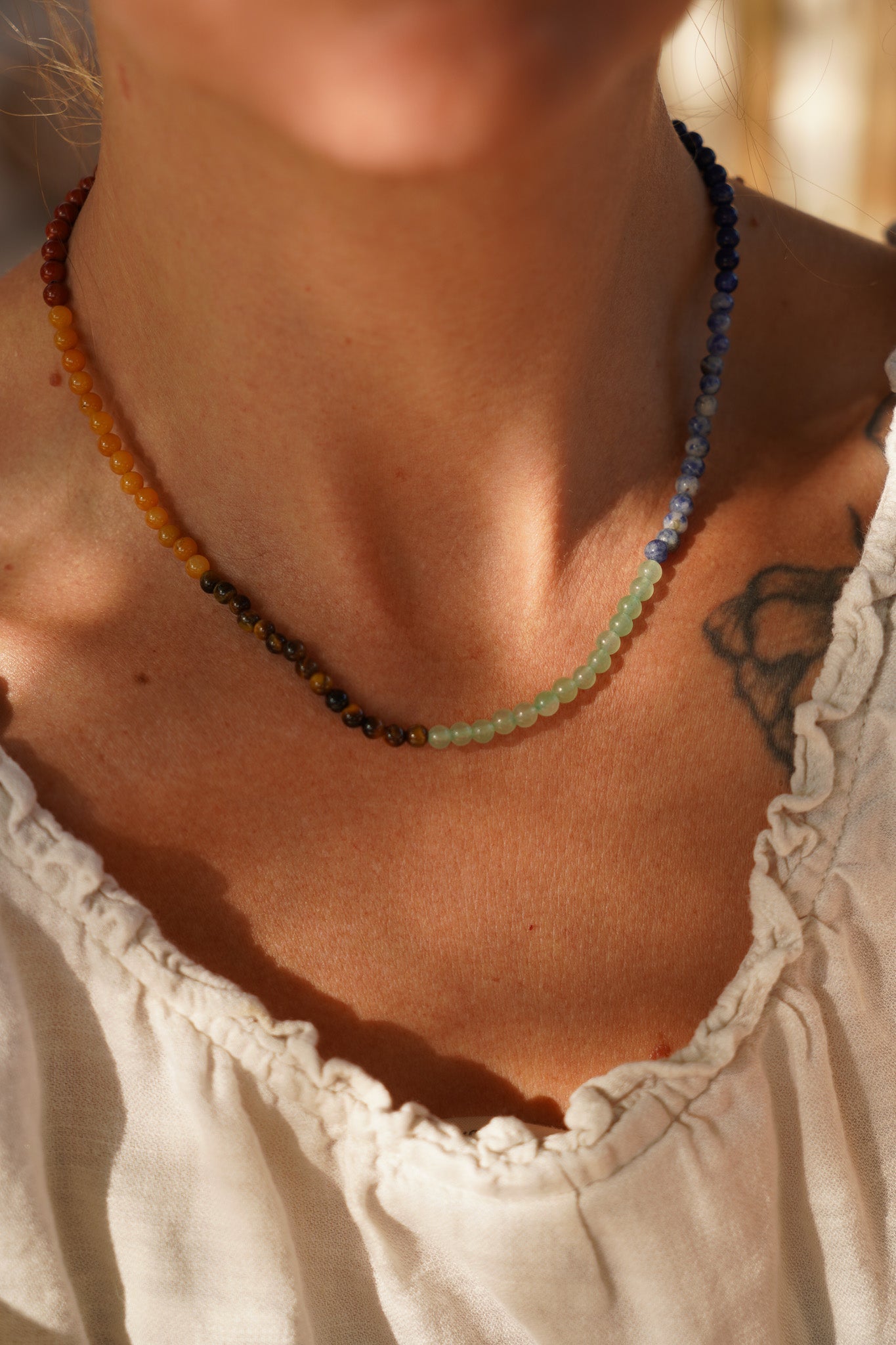 7 Chakra Bead Necklace - Golden Road Crafted