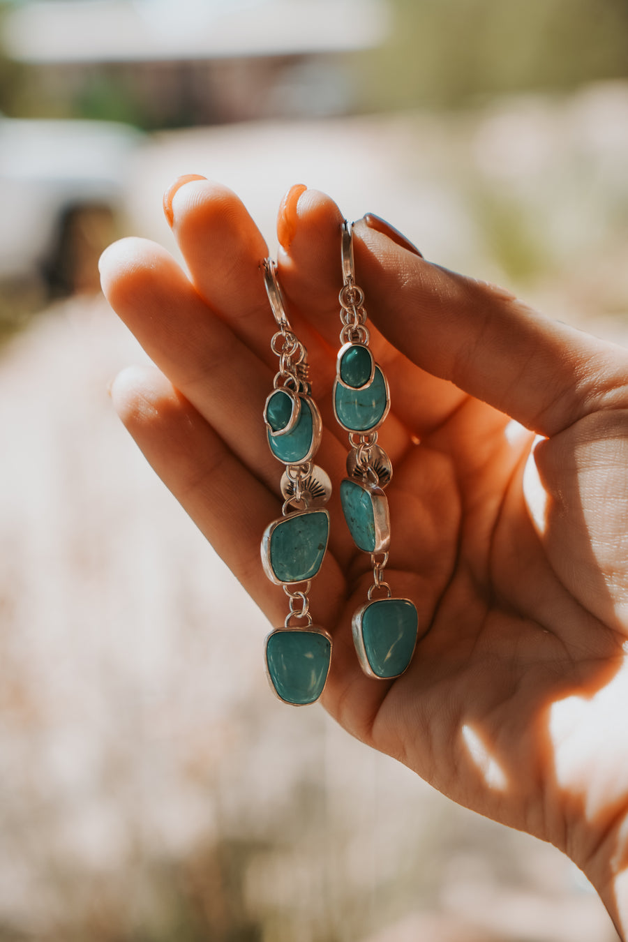 Drip Earrings in Campitos & Hubei Turquoise