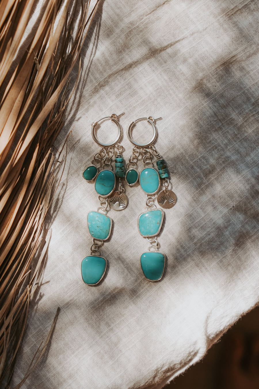 Drip Earrings in Campitos & Hubei Turquoise