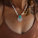 Necklace in Campitos Turquoise + Mother of Pearl Beads