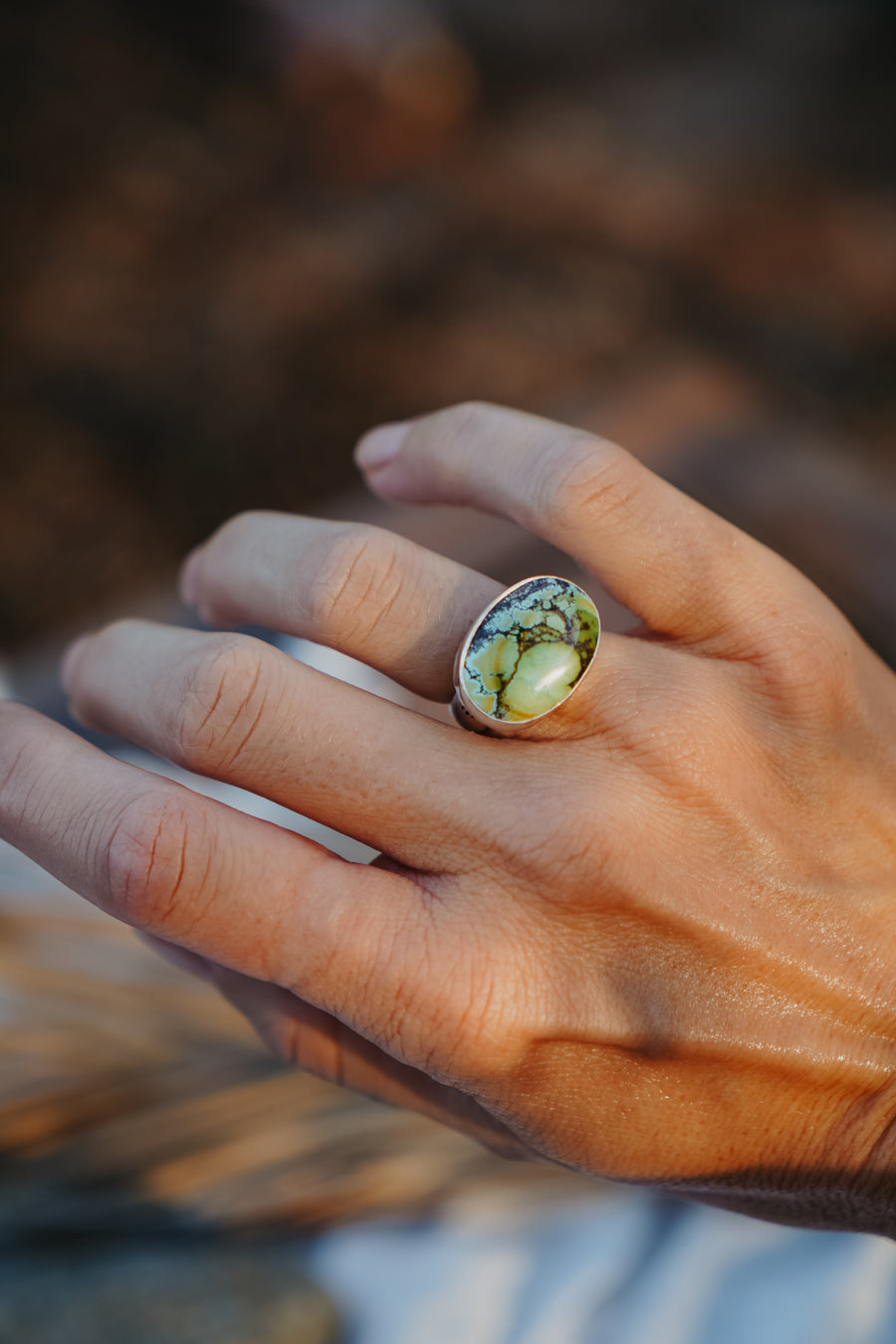 Horizontal Ring in Hubei Turquoise (Size 6)