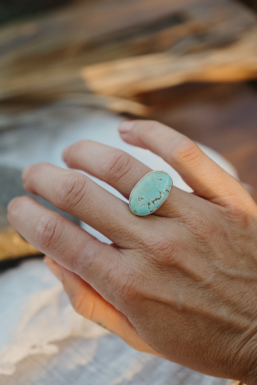 Horizontal Ring in Hubei Turquoise (Size 7)