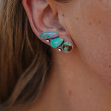 Ear Crawler + Stud Combo in Boulder Opal Doublet, Campitos, & Kingman Turquoise