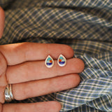 Teardrop Inlay Studs in Spiny Oyster & Opal