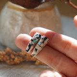 Cathedral Inlay Studs in White Buffalo & Opal