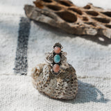 Cairn Ring in Larimar and Pink Opal (Size 8.25)