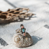 Cairn Ring in Larimar and Pink Opal (Size 8.25)
