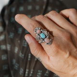 Cairn Ring in Larimar and Pink Opal (Size 8.25)