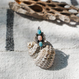 Cairn Ring in Larimar and Pink Opal (Size 6)