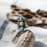 Cairn Ring in Larimar and Pink Opal (Size 6)