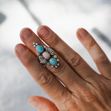 Cairn Ring in Larimar and Pink Opal (Size 6)
