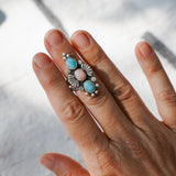 Cairn Ring in Larimar and Pink Opal (Size 6)