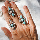 Cairn Ring in Larimar and Pink Opal (Size 6)