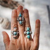 Cairn Ring in Larimar and Pink Opal (Size 6)