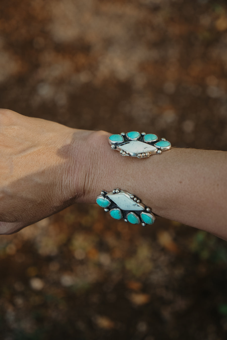 Statement Cuff in White Buffalo & Kingman Turquoise