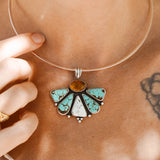 5 SPOTS OPEN: Sonoran Flower Collar in No. 8 Turquoise, White Buffalo, & Amber