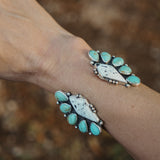 Statement Cuff in White Buffalo & Kingman Turquoise