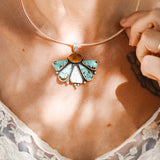 5 SPOTS OPEN: Sonoran Flower Collar in No. 8 Turquoise, White Buffalo, & Amber