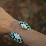 Statement Cuff in White Buffalo & Kingman Turquoise