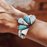 Statement Cuff in No. 8 Turquoise & White Buffalo