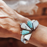 Statement Cuff in No. 8 Turquoise & White Buffalo
