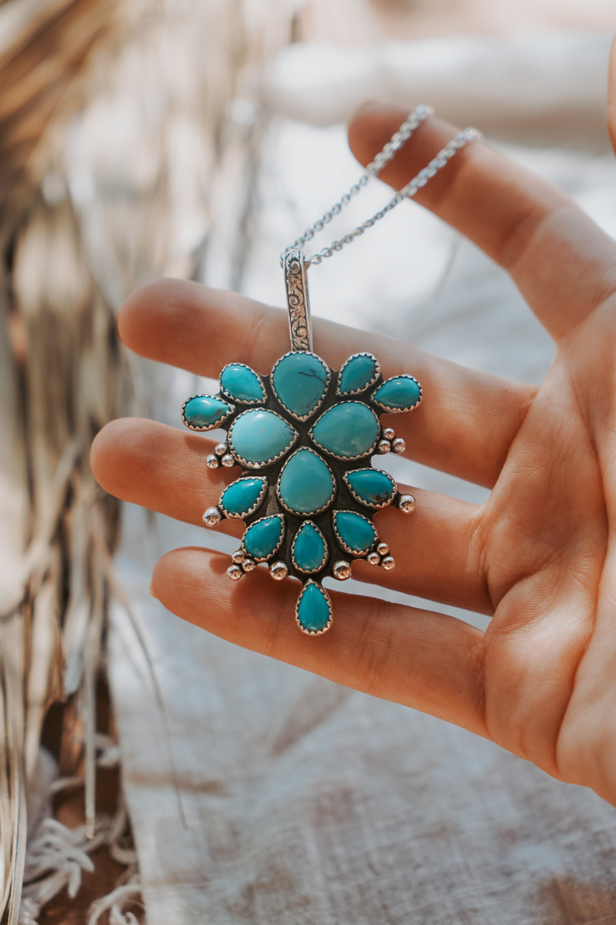 Statement Pendant in Kingman Turquoise