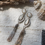 Shoulder Duster Earrings in Moonstone