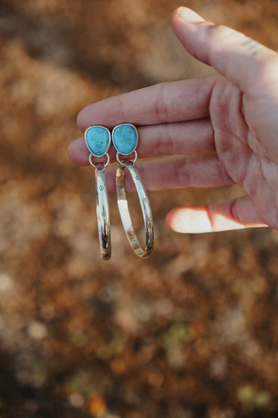 Stud Hoop Earrings in Sonoran Gem Turquoise