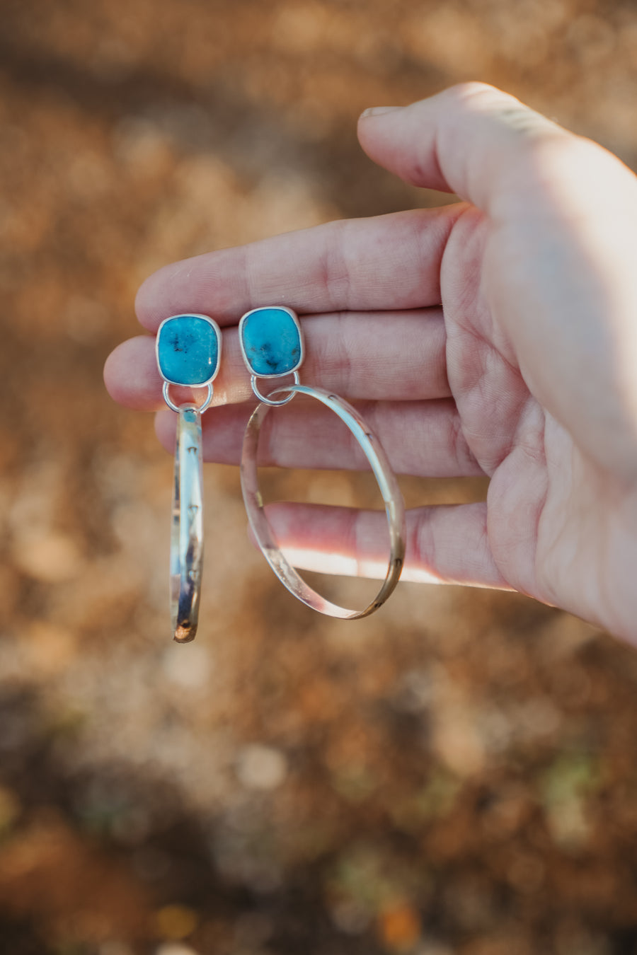 Stud Hoop Earrings in Sonoran Gem Turquoise