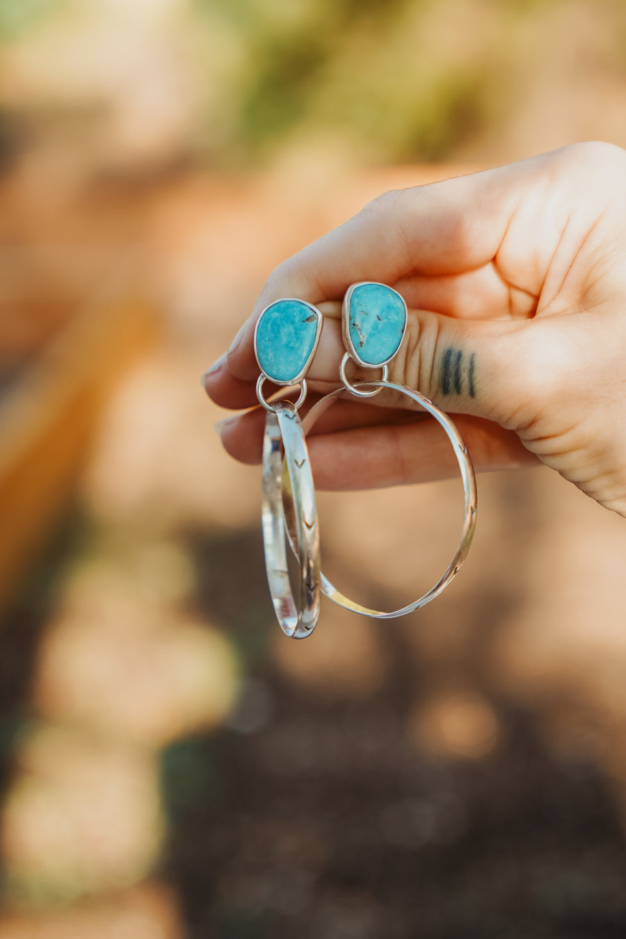 Stud Hoop Earrings in Sonoran Gem Turquoise
