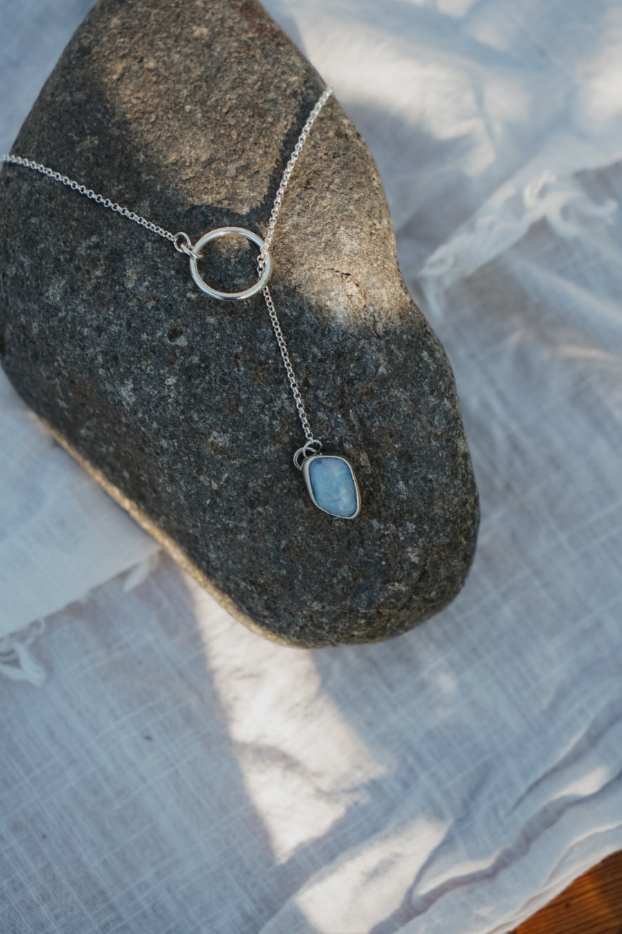 The Dainty Lariat in Boulder Opal Doublet