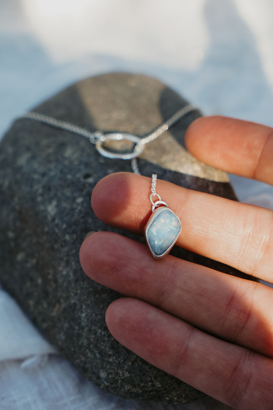 The Dainty Lariat in Boulder Opal Doublet