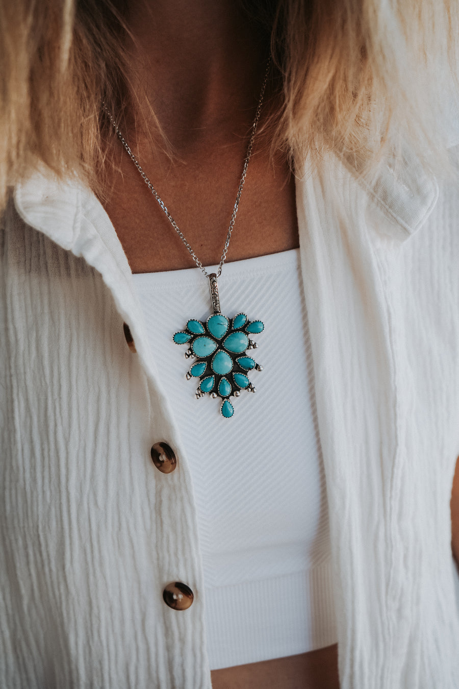 Statement Pendant in Kingman Turquoise
