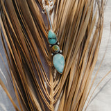 The Chrysalis Necklace in Larimar, Hubei, & Iron Maiden Turquoise