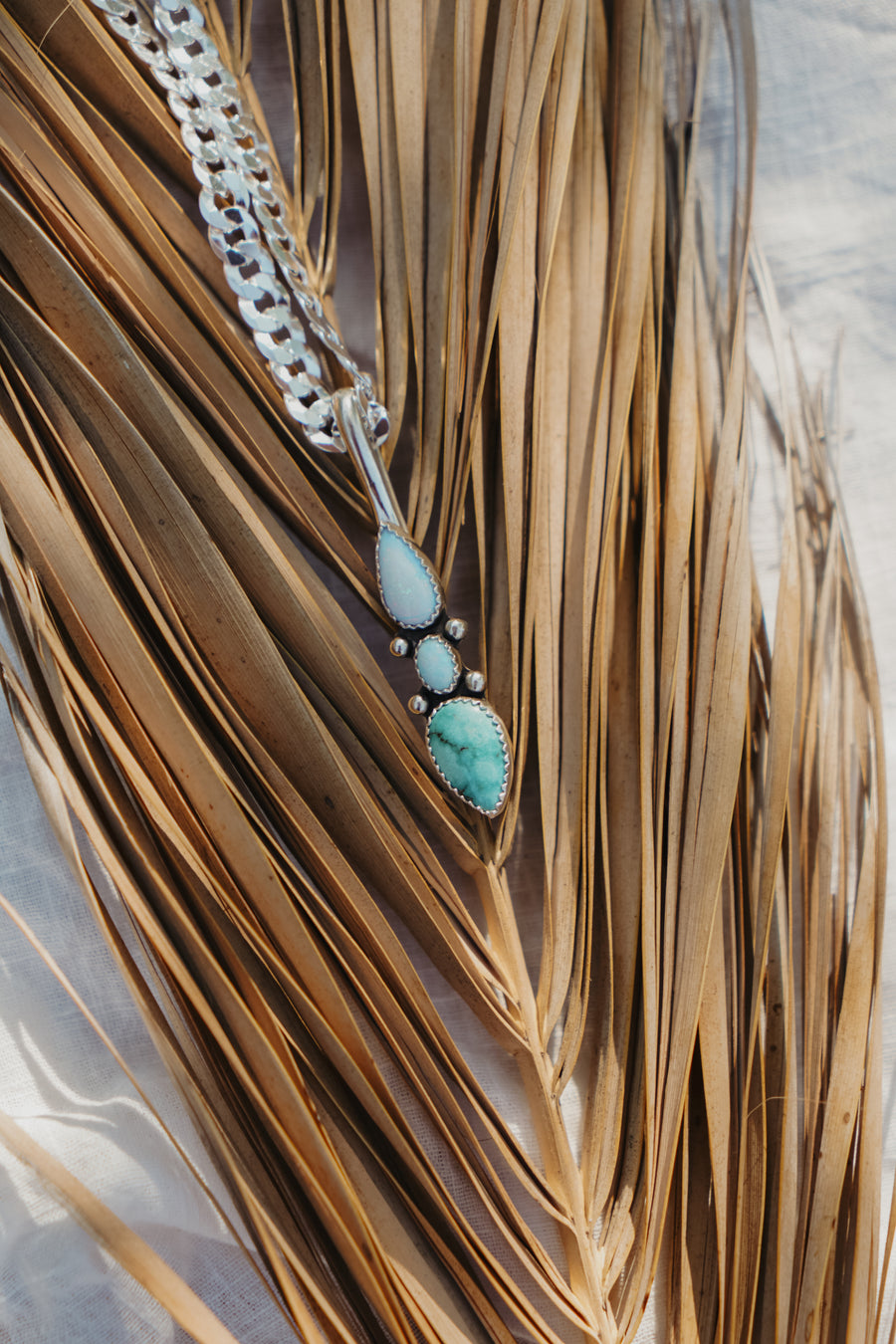 The Chrysalis Necklace in Larimar, Hubei Turquoise, & Sterling Opal