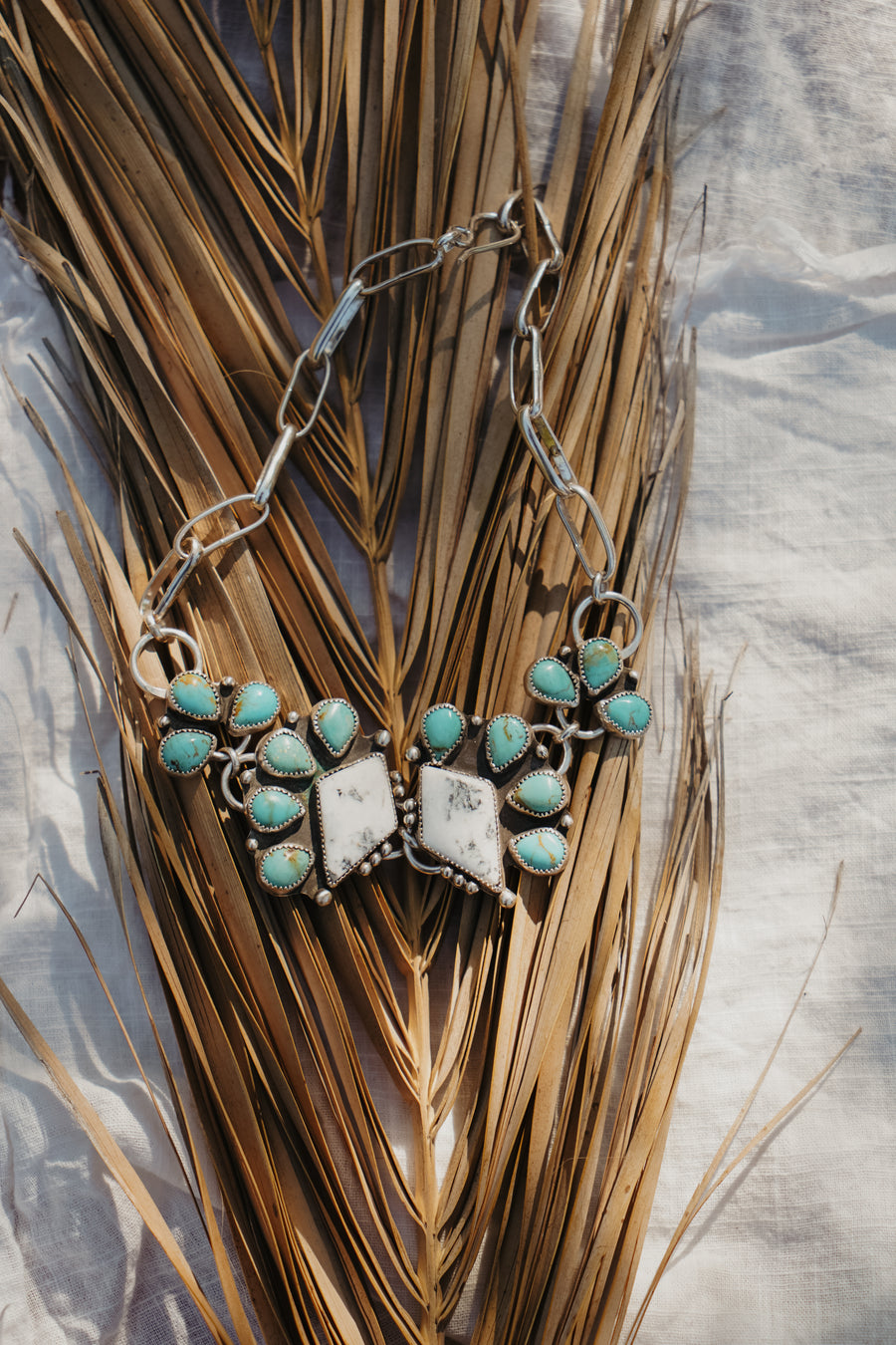 Statement Choker in White Buffalo & Kingman Turquoise