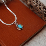 Kiln-Fired Fine Silver Necklace in Blue Ridge Turquoise + Citrine
