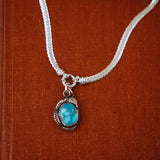 Kiln-Fired Fine Silver Necklace in Blue Ridge Turquoise