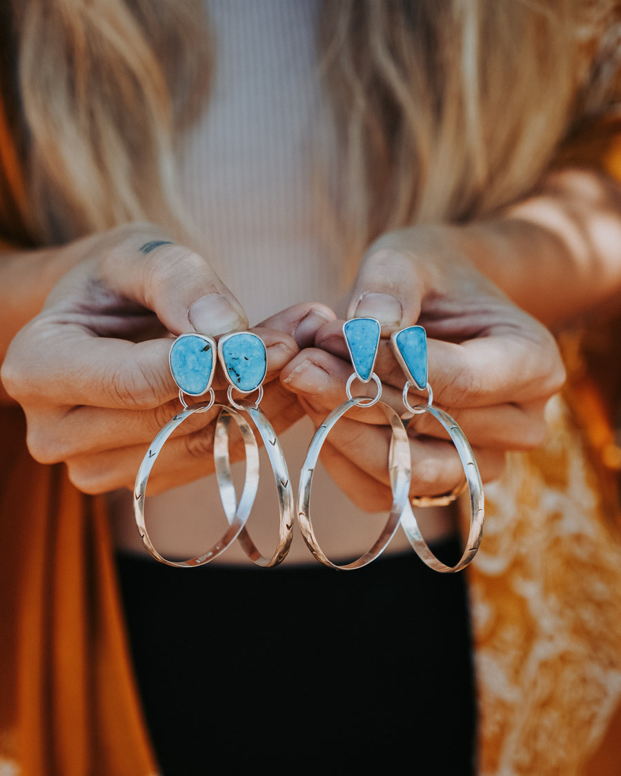 Stud Hoop Earrings in Sonoran Gem Turquoise