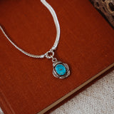 Kiln-Fired Fine Silver Necklace in Blue Ridge Turquoise