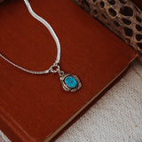 Kiln-Fired Fine Silver Necklace in Blue Ridge Turquoise