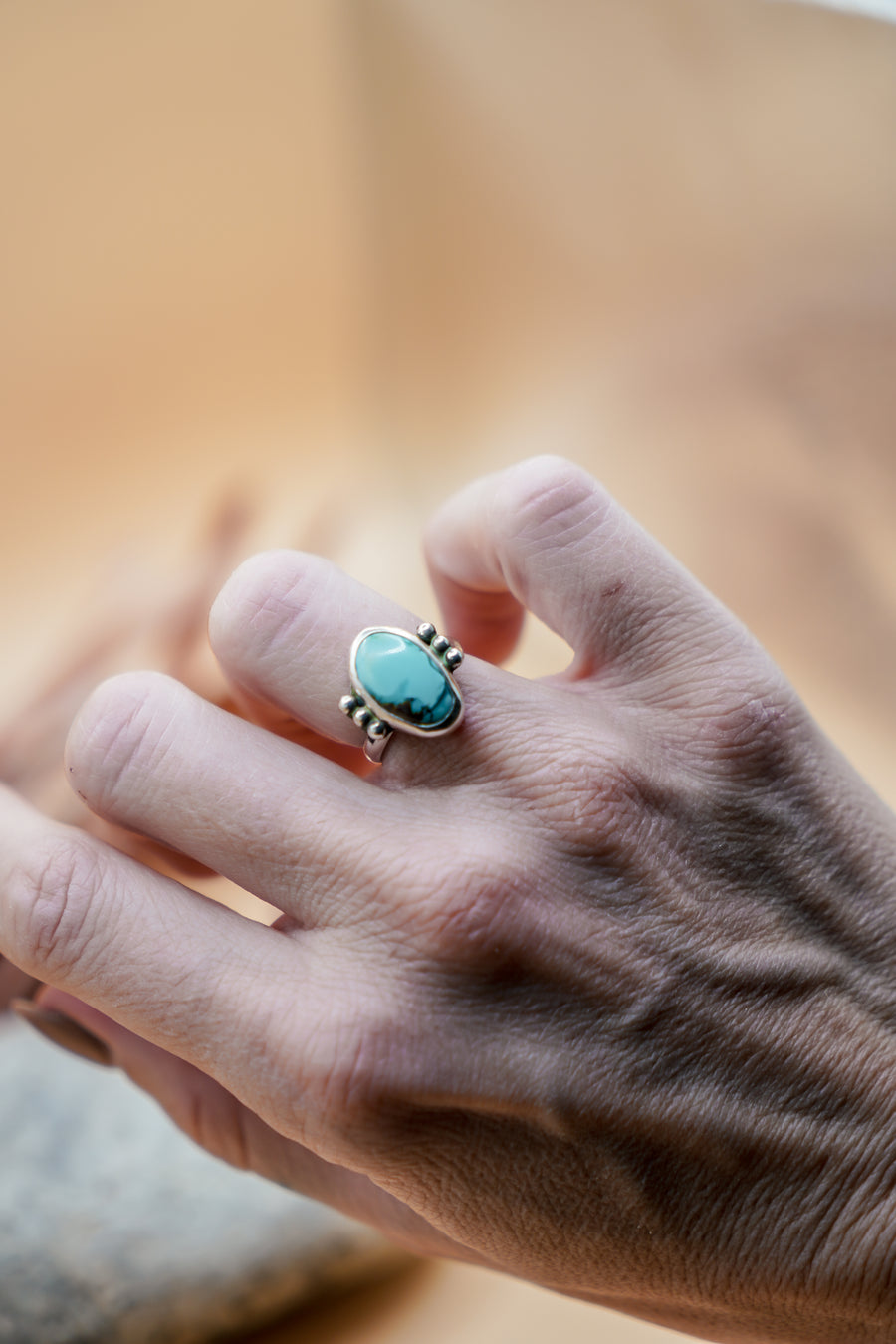 Ellipsis Ring in Golden Hills Turquoise (Size 5.25)