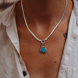 Kiln-Fired Fine Silver Necklace in Blue Ridge Turquoise