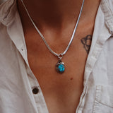 Kiln-Fired Fine Silver Necklace in Blue Ridge Turquoise