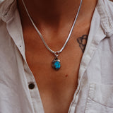 Kiln-Fired Fine Silver Necklace in Blue Ridge Turquoise